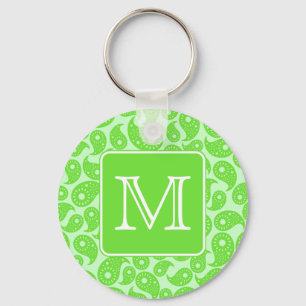 Benutzerdefiniertes Monogramm. Helles grünes Pais Schlüsselanhänger