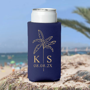 Benutzerdefiniertes Monogramm Hochzeitslogo Palme Dosenkühler