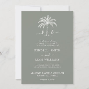 Benutzerdefiniertes Monogramm Hochzeitslogo Palme  Einladung