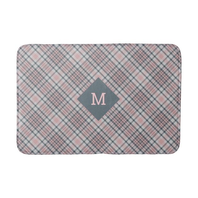 Benutzerdefiniertes Monogramm Kariert / Tartan Mus Badematte (Vorderseite)