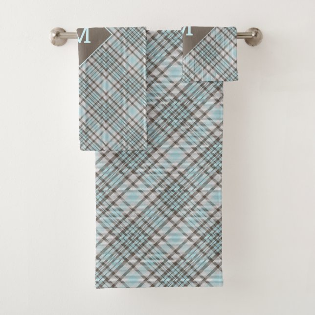 Benutzerdefiniertes Monogramm Kariert / Tartan Mus Badhandtuch Set (Insitu)
