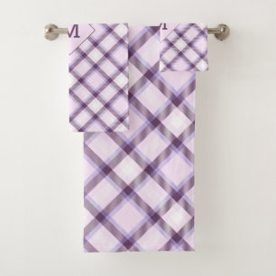 Benutzerdefiniertes Monogramm Kariert / Tartan Mus Badhandtuch Set