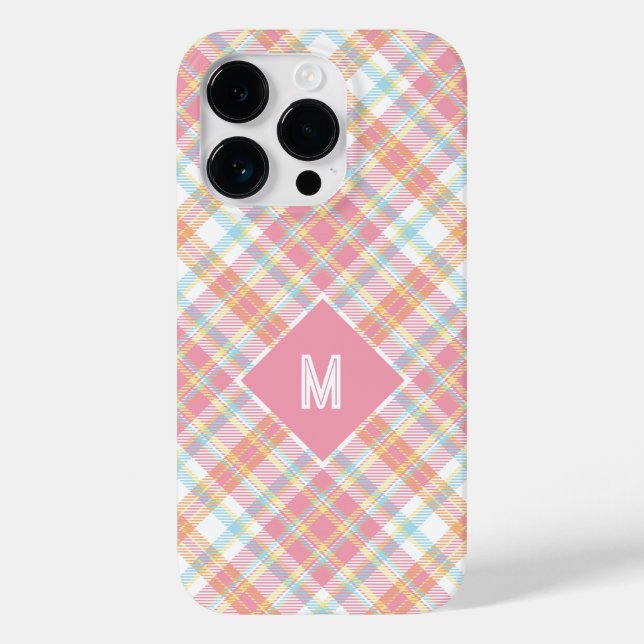 Benutzerdefiniertes Monogramm Kariert / Tartan Mus Case-Mate iPhone Hülle (Rückseite)