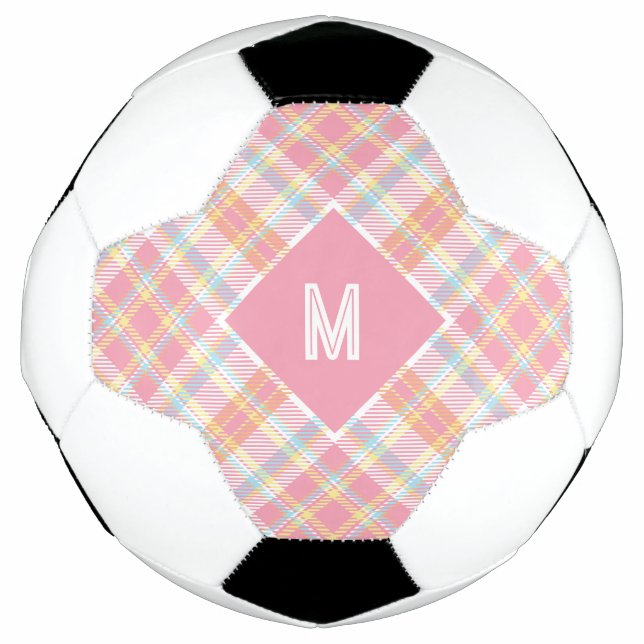 Benutzerdefiniertes Monogramm Kariert / Tartan Mus Fußball (Vorderseite)