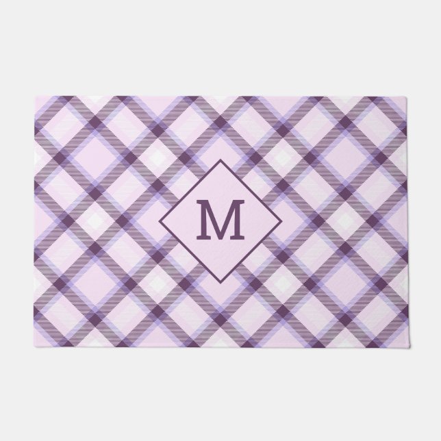 Benutzerdefiniertes Monogramm Kariert / Tartan Mus Fußmatte (Vorderseite)