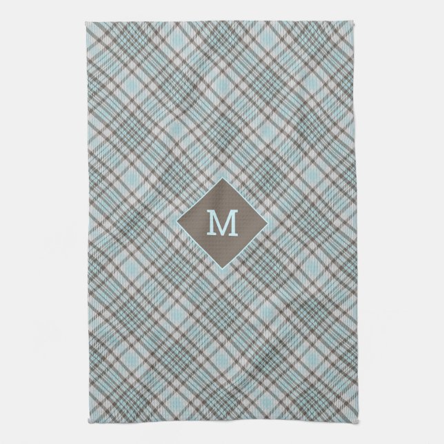 Benutzerdefiniertes Monogramm Kariert / Tartan Mus Geschirrtuch (Vertikal)