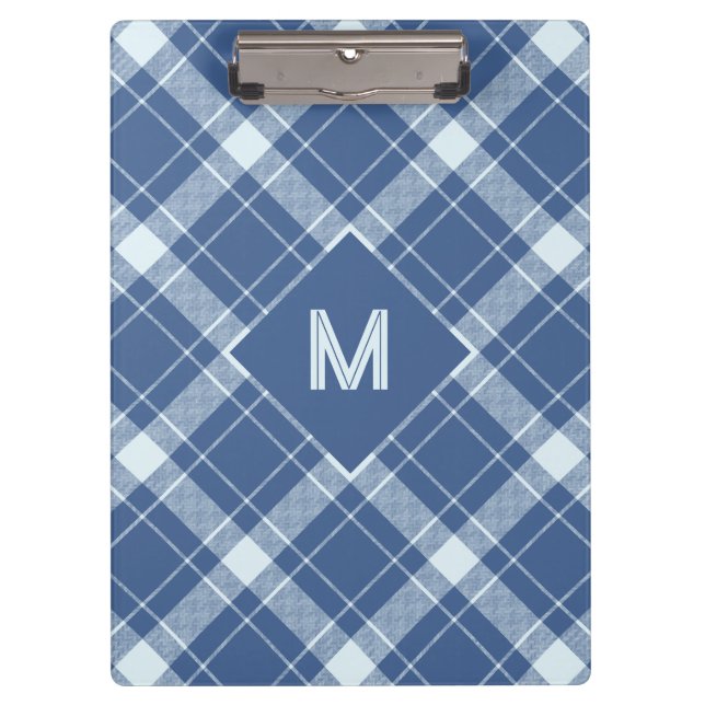 Benutzerdefiniertes Monogramm Kariert / Tartan Mus Klemmbrett (Vorderseite)