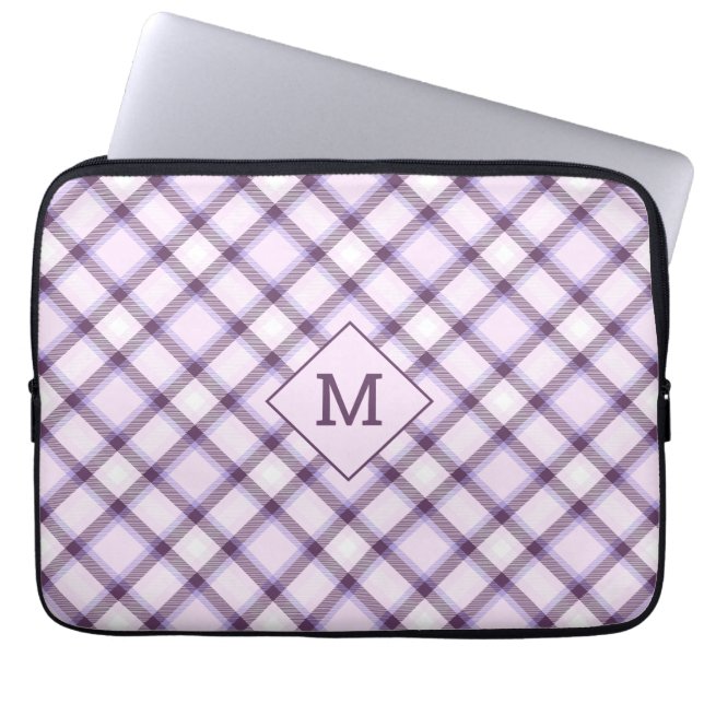 Benutzerdefiniertes Monogramm Kariert / Tartan Mus Laptopschutzhülle (Vorderseite)