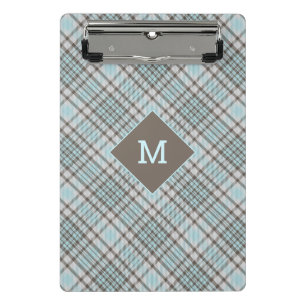 Benutzerdefiniertes Monogramm Kariert / Tartan Mus Mini Klemmbrett