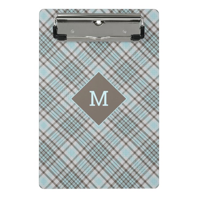 Benutzerdefiniertes Monogramm Kariert / Tartan Mus Mini Klemmbrett (Vorderseite)