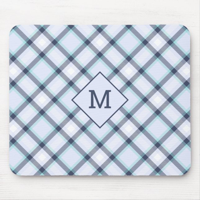 Benutzerdefiniertes Monogramm Kariert / Tartan Mus Mousepad (Vorne)