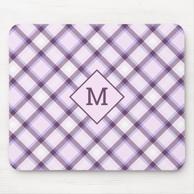 Benutzerdefiniertes Monogramm Kariert / Tartan Mus Mousepad (Vorne)