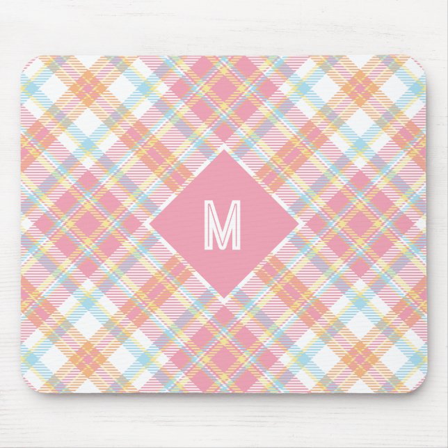 Benutzerdefiniertes Monogramm Kariert / Tartan Mus Mousepad (Vorne)
