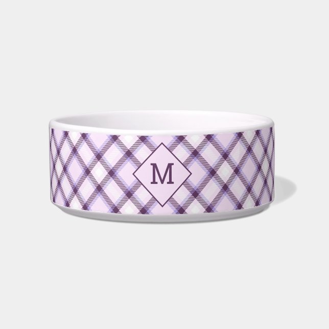 Benutzerdefiniertes Monogramm Kariert / Tartan Mus Napf (Vorderseite)