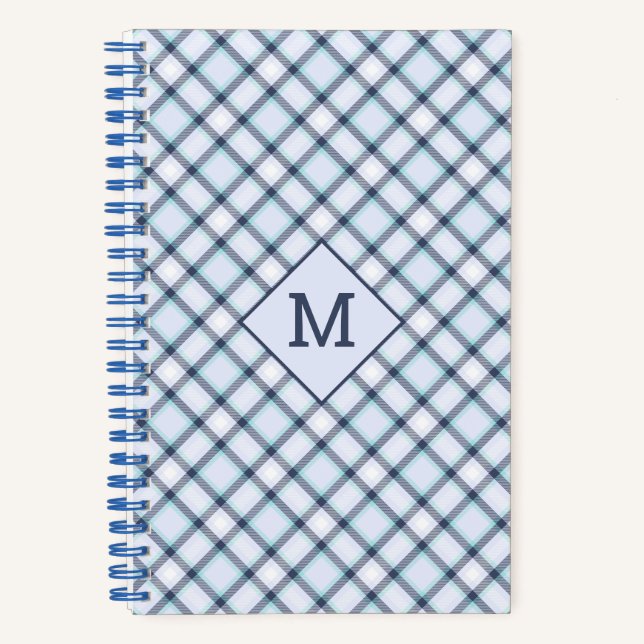 Benutzerdefiniertes Monogramm Kariert / Tartan Mus Notizbuch (Vorderseite)