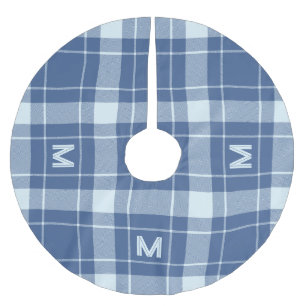 Benutzerdefiniertes Monogramm Kariert / Tartan Mus Polyester Weihnachtsbaumdecke