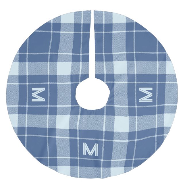 Benutzerdefiniertes Monogramm Kariert / Tartan Mus Polyester Weihnachtsbaumdecke (Vorderseite)