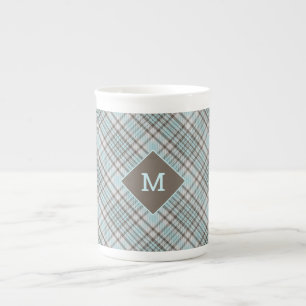 Benutzerdefiniertes Monogramm Kariert / Tartan Mus Prozellantasse