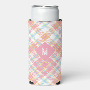 Benutzerdefiniertes Monogramm Kariert / Tartan Mus Selters Dosenkühler
