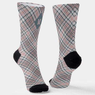 Benutzerdefiniertes Monogramm Kariert / Tartan Mus Socken
