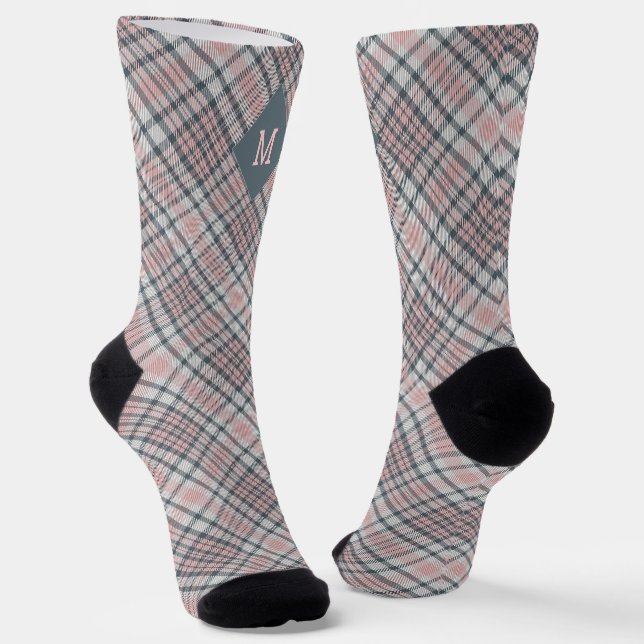 Benutzerdefiniertes Monogramm Kariert / Tartan Mus Socken (Gewinkelt)
