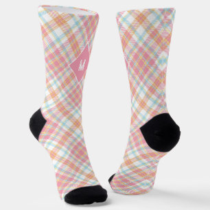 Benutzerdefiniertes Monogramm Kariert / Tartan Mus Socken
