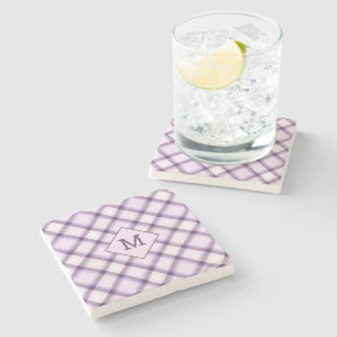 Benutzerdefiniertes Monogramm Kariert / Tartan Mus Steinuntersetzer