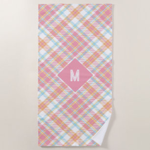 Benutzerdefiniertes Monogramm Kariert / Tartan Mus Strandtuch