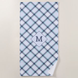Benutzerdefiniertes Monogramm Kariert / Tartan Mus Strandtuch
