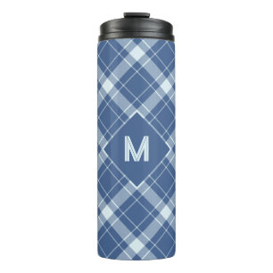 Benutzerdefiniertes Monogramm Kariert / Tartan Mus Thermosbecher