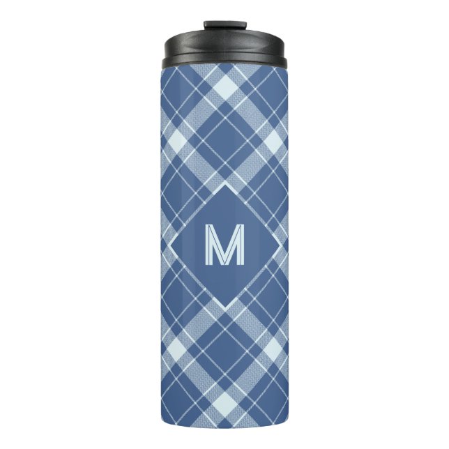 Benutzerdefiniertes Monogramm Kariert / Tartan Mus Thermosbecher (Vorderseite)