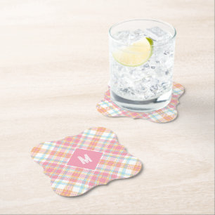 Benutzerdefiniertes Monogramm Kariert / Tartan Mus Untersetzer