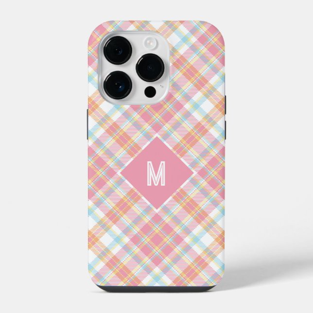Benutzerdefiniertes Monogramm-Karomuster / Tartan- iPhone Hülle (Rückseite)