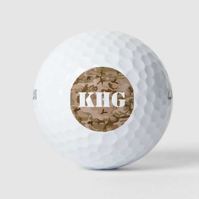 Benutzerdefiniertes Monogramm-Logo mit Wüstensturm Golfball (Vorderseite)