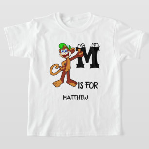 Benutzerdefiniertes Monogramm M für Affen niedlich T-Shirt
