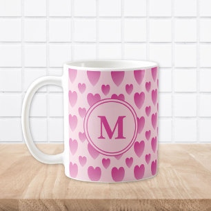 Benutzerdefiniertes Monogramm mit rosa Herz Kaffeetasse