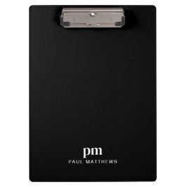 Benutzerdefiniertes Monogramm mit schwarzem Sleek  Klemmbrett