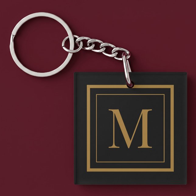 Benutzerdefiniertes Monogramm mit schwarzem und go Schlüsselanhänger (Von Creator hochgeladen)