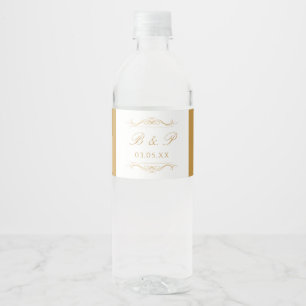 Benutzerdefiniertes Monogramm Moderne Elegante Gol Wasserflaschenetikett