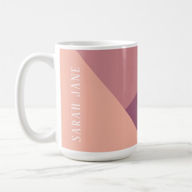 Benutzerdefiniertes Monogramm, moderne rosa dreifa Kaffeetasse (Links)