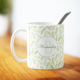 Benutzerdefiniertes Monogramm Name Art Fern Leaf M Kaffeetasse
