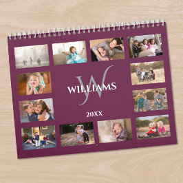 Benutzerdefiniertes Monogramm Name Magenta Lila Fo Kalender