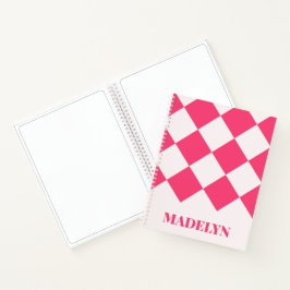 Benutzerdefiniertes Monogramm Name Pink & Weiß Geo Notizbuch