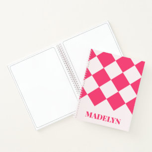 Benutzerdefiniertes Monogramm Name Pink & Weiß Geo Notizbuch