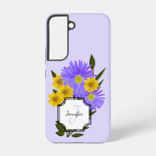 Benutzerdefiniertes Monogramm Name Pretty Wildflow Samsung Galaxy Hülle