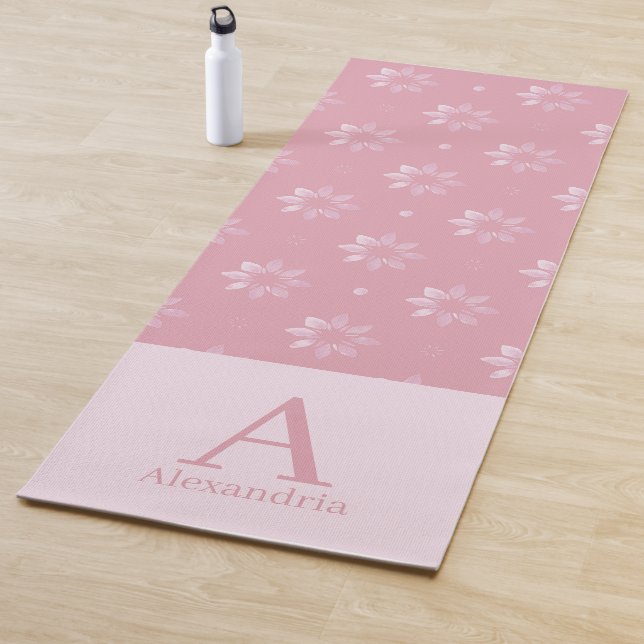 Benutzerdefiniertes Monogramm Name rosa Muster Yogamatte (Beispiel)
