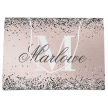 Benutzerdefiniertes Monogramm Name Silber Glitter
