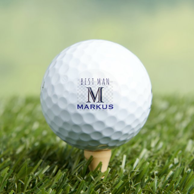 Benutzerdefiniertes Monogramm Name Trauzeuge Golfball (Insitu T-Shirt)