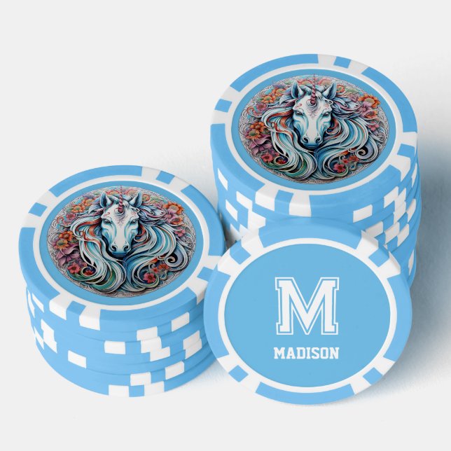 Benutzerdefiniertes Monogramm, Name und Farbeingab Pokerchips (Stapel)