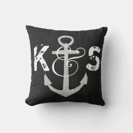 Benutzerdefiniertes Monogramm Nautic Blackboard Th Kissen